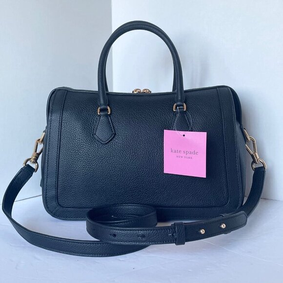 Kate Spade Gramercy Medium Satchel Black Leather Structured Crossbody Bag - Picture 4 of 12